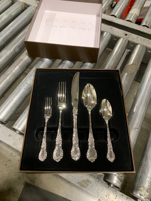 Photo 1 of KINGSTONE Vintage Carved Silverware Set, 40-Piece 18/10 Stainless Steel Flatware Cutlery Set with Retro Royal Thick Handle, Tableware Utensils for Home, Restaurant, party, Wedding, Dishwasher Safe