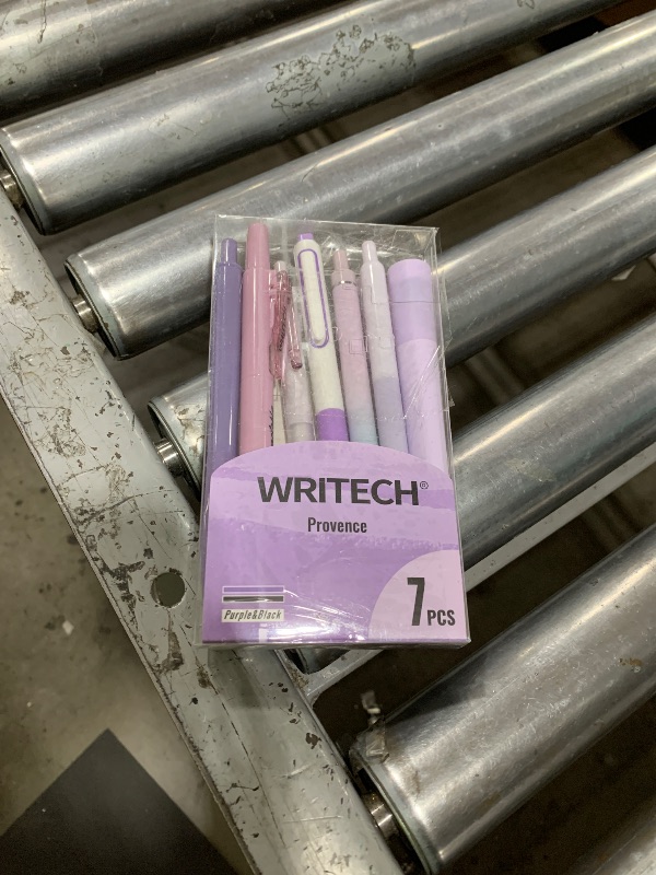 Photo 1 of WRITECH Gel Pens Journaling Highlighters: Journal Set Aesthetic Assorted Pastel Color Ink 0.5mm Fine Point Retractable 0.7mm Black Pen Smooth Writing Drawing No Bleed 7ct (Purple)