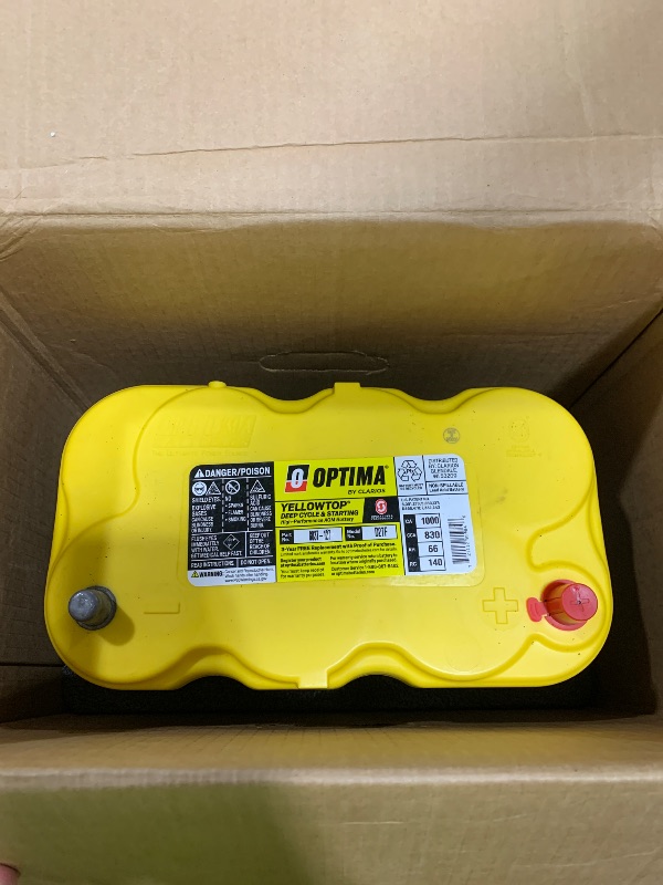 Photo 1 of OPTIMA Batteries High Performance D27F YellowTop Dual Purpose Sealed AGM Car, Truck and SUV Battery, 830 CCA, Maintenance Free, Versitile Mounting 