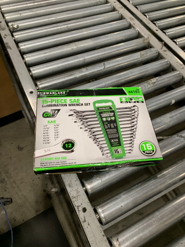 Photo 1 of SWANLAKE GARDEN TOOLS 15-Piece SAE Wrench Set, V Notch Premium Combination Wrenchs Set, SAE 1/4" to 1", Max Torque, 12-Point, Chrome Vanadium Steel, with Storage Rack