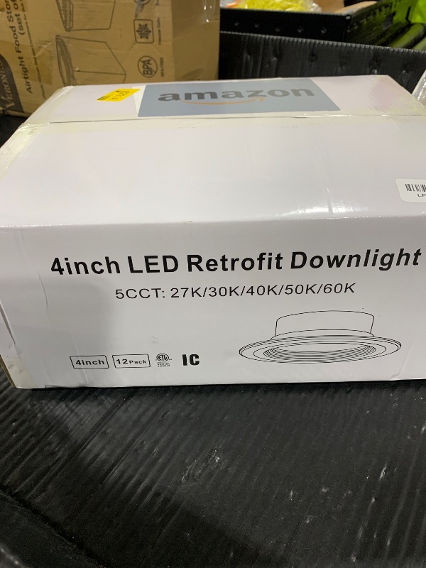 Photo 1 of ZYC Gold 4 Inch Retrofit LED, 12 Pack Dimmable Retrofit Downlights can Light, 2700K/3000K/4000K/5000K/6000K Selectable, Damp Rated Can Lights, Baffle Trim, 9W 800Lm(Gold, 4 inch)