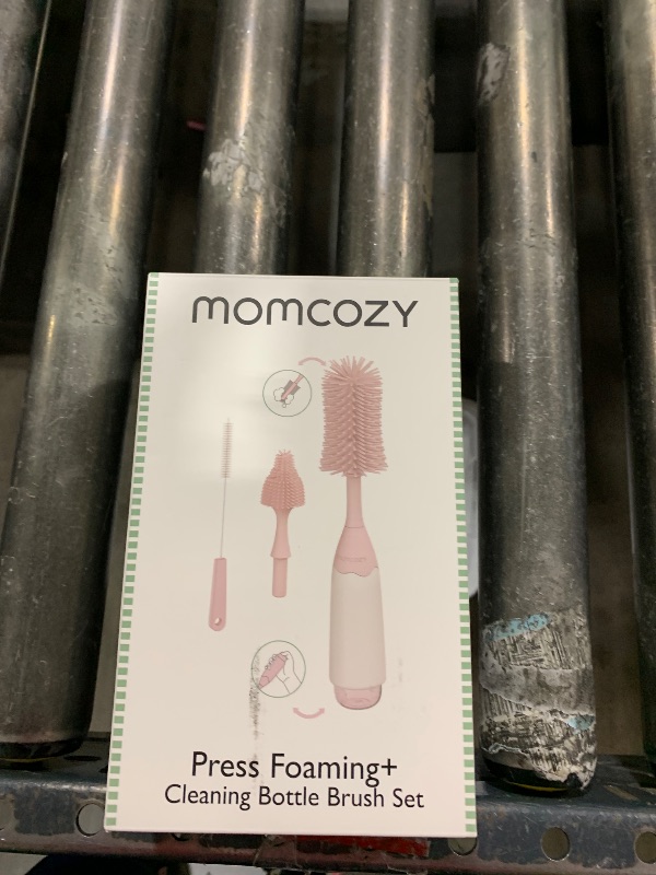 Photo 1 of Momcozy Bottle Brush Kit, Innovative Push-Press Design for Better Cleaning - Baby Bottle Cleaner Brush for Baby Bottle, Breast Pumps, Nipples, and More - Can Generate Foam for Better Cleaning, Pink