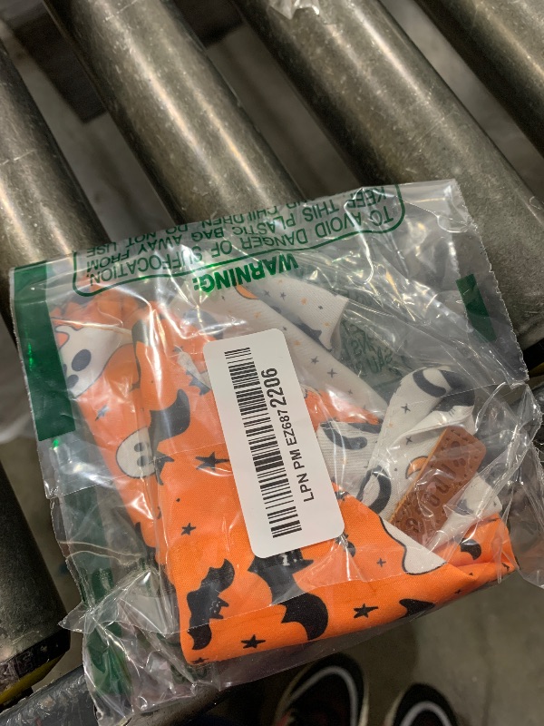 Photo 1 of ADOGGYGO Halloween Cat Bandanas 2 Pack, Bat Ghost Cat Scarf, White Orange Pet Halloween Bandanas for Cats Kittens