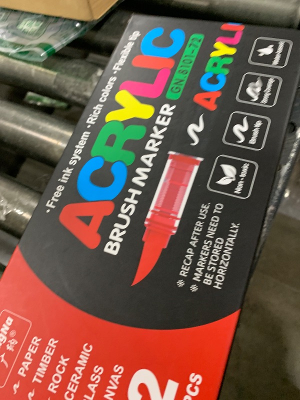 Photo 1 of 72 Colors Acrylic Paint Markers, Soft Brush Tip Pens and Markers, Acrylic Paint Pens for Wood, Stone, Canvas, Glass, Fabric, Egg, Rock Painting and DIY Crafts Art Supplies