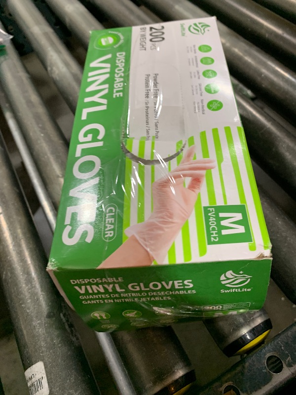 Photo 1 of SWIFTLITE Disposable Vinyl Gloves, Food Safe, Latex-Free Powder-Free Clear Plastic Gloves for Cooking, House Clean, Food Prep (200, Medium)