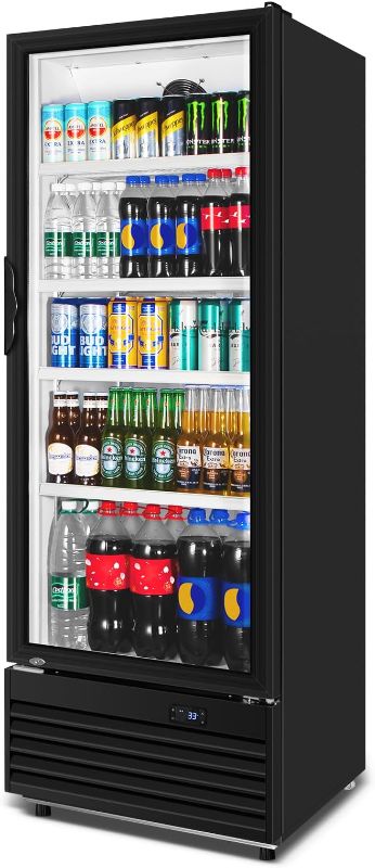 Photo 1 of Commercial Beverage Refrigerator, 24.5 Inch 15 Cu. Ft. Drink Fridge, Display Refrigerator with Glass Door, Commercial Display Fridge with 4 Adjustable Shelves, for Shops, Restaurants, Bars
