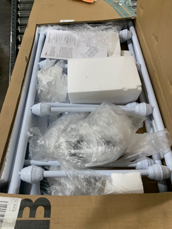 Photo 1 of Victorian Bed Frame White, Heavy Duty Metal Bed Frame, Full Size Platform Bed with Headboard, No Box Spring Needed


