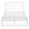 Photo 1 of Victorian Bed Frame White, Heavy Duty Metal Bed Frame, Full Size Platform Bed with Headboard, No Box Spring Needed


