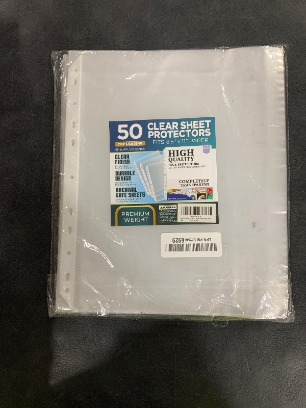 Photo 1 of Sheet Protectors for 3 Ring Binder, 50 Pack Premium Clear Page Protector 8.5 x 11 inch, Plastic Sleeves for Binders, Top Loading Paper Sheets Document Sleeve Letter Size, Photo, Office, Home