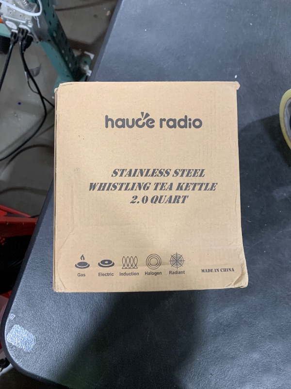 Photo 1 of Hauce Radio Teapot for Stovetop, 2.1 Quart Stove Top Whistling Tea Kettle, Teapot Kettles with Food Grade Stainless Steel and Wood Pattern Folding Handle, Suitable for All Heat Sources