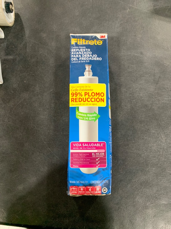 Photo 1 of Filtrete Maximum Under Sink Quick Change Water Filtration Replacement Filter 3US-MAX-F01, for use with System 3US-MAX-S01