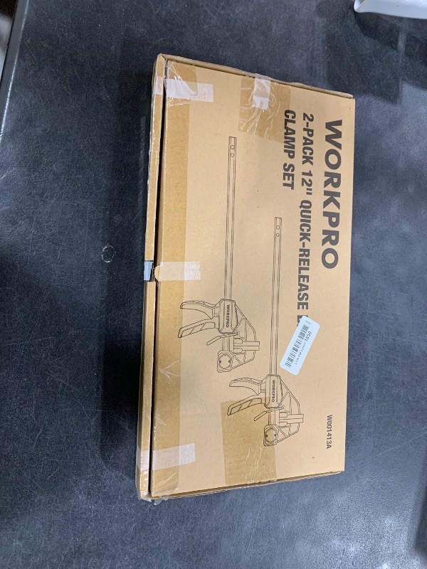 Photo 1 of WORKPRO 12" Clamps for Woodworking 2-Pack, Quick-Release Wood Clamps/Spreader Light Duty, One Hand F Clmaps 150 LBS Load Limit, Ideal for Woodworking and DIY Projects