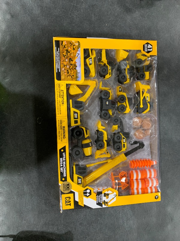 Photo 1 of CAT Construction Toys, Little Machines Mega Set – 40+ Pieces with XL Crane & Excavator, 10 Mini Vehicles, Road Signs, Cones, Boulders & Barricades, Indoor/Outdoor STEM Toy for Kids Ages 3 +
