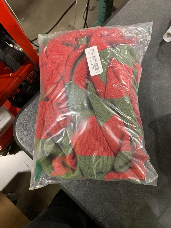 Photo 1 of Arvilhill Mens Halloween Classic Striped Sweater Knitted Horror Elm St Costume Pullover Red and Green Cropped Sweater L