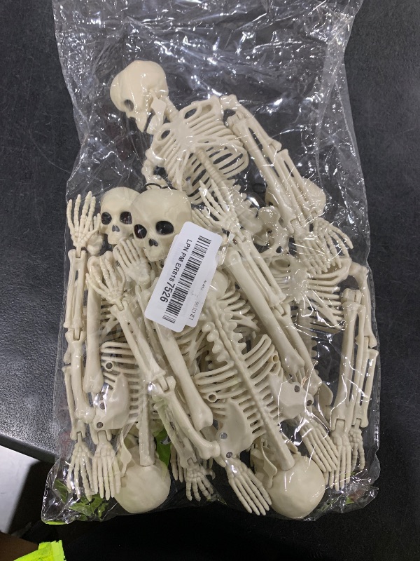 Photo 1 of CAMIRUS 6PCS Skeleton Halloween Decorations, 16 in Full Body Poseable Small Skeleton Plastic Bones with Movable Posable Joints for Halloween Indoor Outdoor Party, Graveyard, Haunted House Accessories