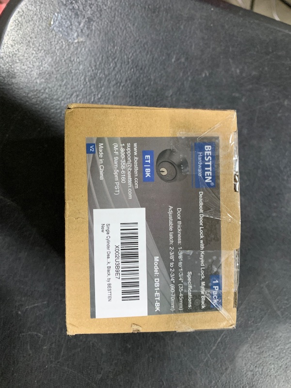Photo 1 of BESTTEN Single Cylinder Deadbolt, Dead Bolt for Front Door and Garage Door, Keyed One Side, Thumb Turn Inside, Matte Black Finish