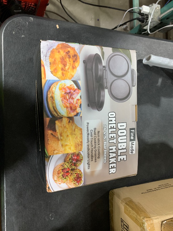 Photo 1 of FineMade Omelette Maker Electric, Omelette Pan Nonstick, Dual Omelette Makers with 2 x 4.75” Round Grooves, Egg Bite Maker, Electric Double Egg Pan, Mini Pancake Maker, Breakfast Sandwich Maker, Black