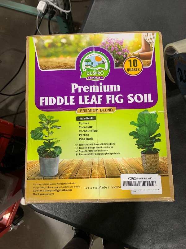 Photo 1 of DUSPRO Recycle Fiddle Leaf Fig Soil Specialized for Fiddle Leaf Fig Plant Indoor 5-in-1 Pre-Mixed with Coco Coir, Coconut Fiber, Perlite, Pumice, Pine Bark Ready-to-Use Handmade Mix Drainage 10 QRT