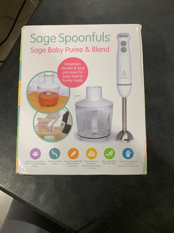 Photo 1 of Sage Spoonfuls Baby Food Maker, Processor and Immersion Blender with Dishwasher-Safe Stainless Steel Attachments for Meal Prep & Baby-Led Weaning, White