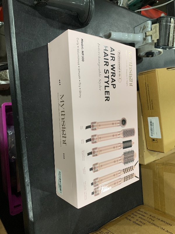 Photo 1 of Mythsight StyleVibe 6-in-1 Air Styler, Hair Dryer & Blow Dryer Brush with Auto Wrap Curl L/R, Fast Drying, Smooth Blowouts, Root-Lift Volume, No Heat Damage Frizz-Free Thermal Brush with Travel Bag