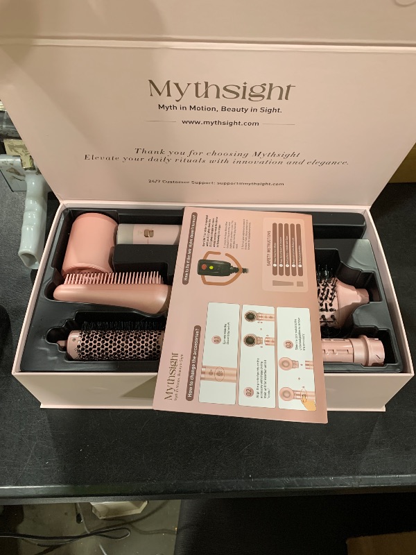 Photo 1 of Mythsight StyleVibe 6-in-1 Air Styler, Hair Dryer & Blow Dryer Brush with Auto Wrap Curl L/R, Fast Drying, Smooth Blowouts, Root-Lift Volume, No Heat Damage Frizz-Free Thermal Brush with Travel Bag