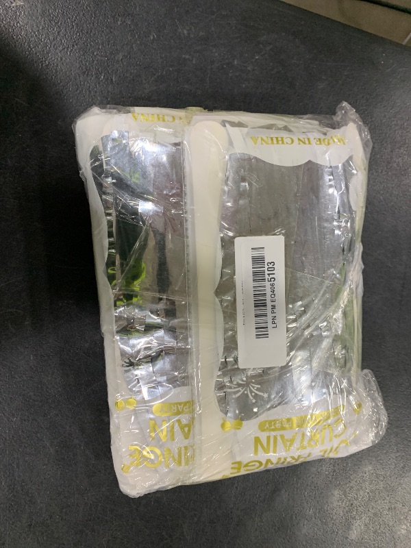 Photo 1 of 10 Pack Silver Foil Curtain Backdrop 3.2ft x 9.8ft Metallic Tinsel Foil Fringe Curtains Streamer Photo Booth Backdrop for Birthday Party Engagement Bachelorette Party Decorations (Silver)