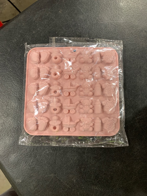 Photo 1 of 2 Pack Baby Shower Chocolate Molds, Babies Silicone Candy Molds with Onesie Feet Pacifier Cradles Bear Bottle, Babies Chocolate Molds for Party Cake Candy Gummy Cupcake Topper Decorations (Baby)