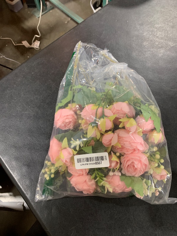 Photo 1 of Floweroyal 4 Bunches Peony Artificial Flowers Pink Flowers Silk Peonies Bouquets for Wedding Party Table Centerpieces Floral Arrangement Home Kitchen Decor.