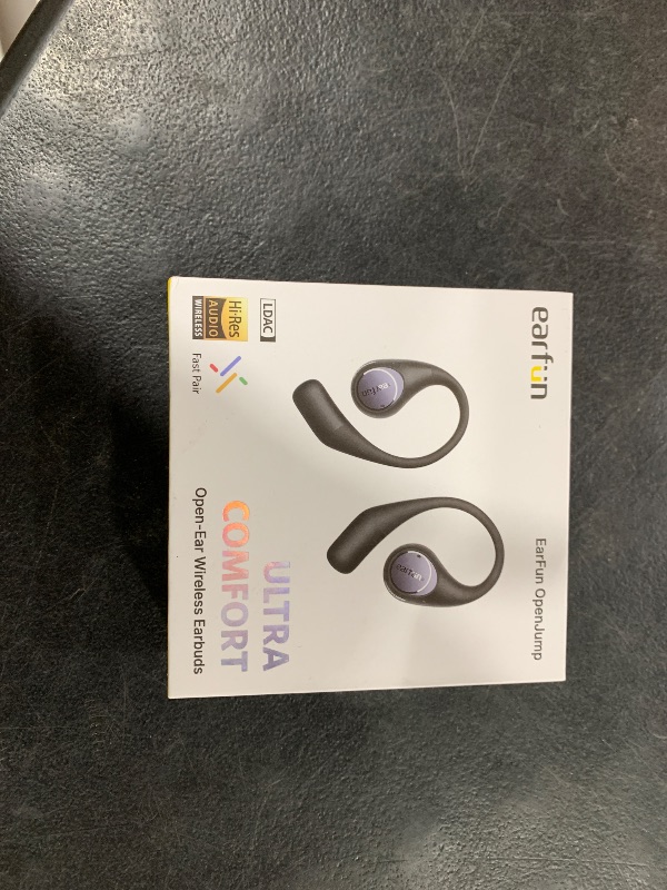 Photo 1 of EarFun OpenJump Open Ear Headphones, Wireless Earbuds with Ergonomic Earhook, Hi-Res Sound, LDAC, 4 Mics ENC Call, 42H Playtime, Multipoint Connection, IPX7 Waterproof, Snug Fit for Workout, Running