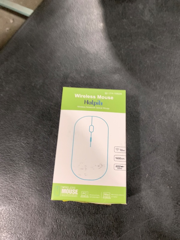 Photo 1 of Halpilt LED Wireless Mouse A100S Rechargeable Portable Silent Mouse with Optional USB and Type-C Receiver 3-Speed Adjustable DPI for PC/Mac/Laptop (Frosted Black)