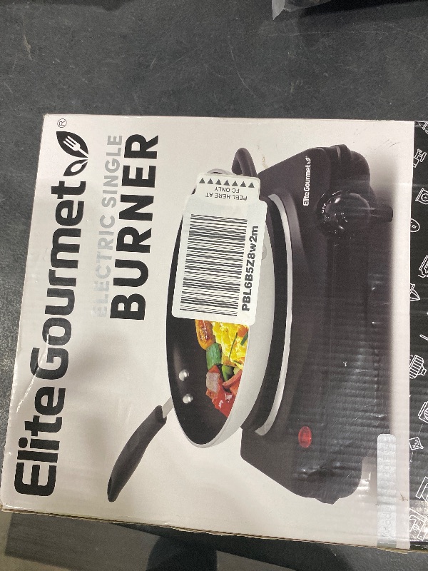 Photo 1 of Elite Gourmet ESB-301BF# Countertop Single Cast Iron Burner, 1000 Watts Electric Hot Plate, Temperature Controls, Power Indicator Lights, Easy to Clean, Black