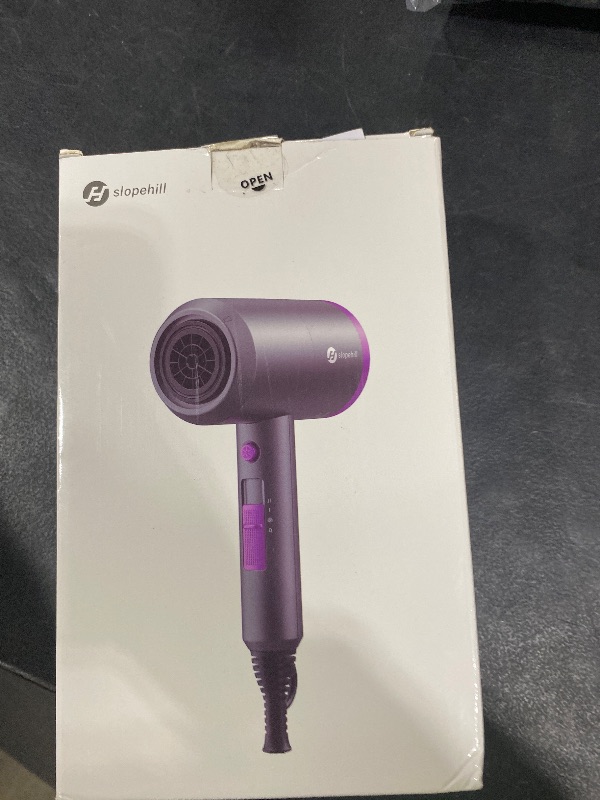 Photo 1 of slopehill Professional Ionic Hair Dryer, Powerful 1800W Fast Drying Low Noise Blow Dryer with 2 Concentrator Nozzle 1 Diffuser Attachments for Home Salon Travel