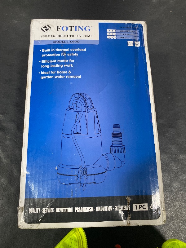 Photo 1 of FOTING Sump Pump 1HP Clean/Dirty Submersible Water Pump, 4600GPH Utility Pump Thermoplastic Electric Portable Transfer Water Pump for Swimming Pool Garden Pond Basement with 10ft Long Power Cord