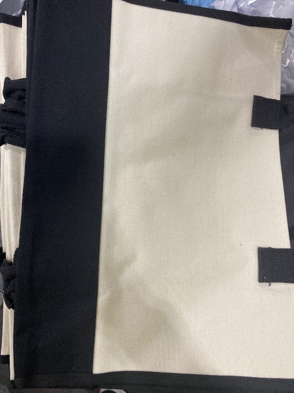 Photo 1 of Sumind 16 Pcs Canvas Tote Bags Bulk Burlap Large Black and White Tote with Handles Ribbon Makeup Bags Gift for Women Beach Wedding Bridesmaid Gifts DIY Craft