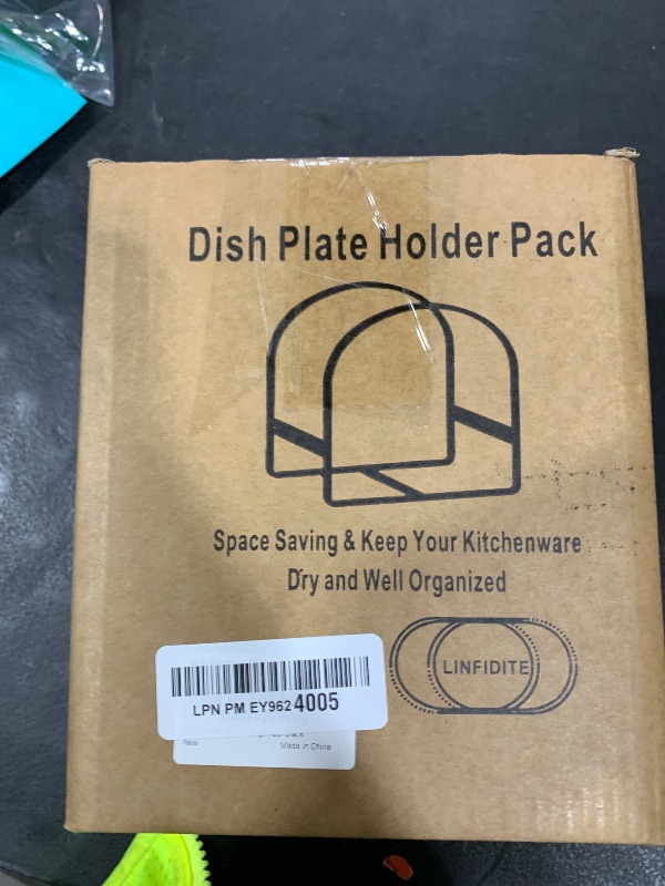 Photo 1 of 4 Pack Kitchen Plate Holder Organizer for Cabinet Space Saver Dinner Dish Plate Storage Rack Upright Dish Drying Racks Metal Dish Racks Stand for Cupboard and Countertop 2 Large 2 Small Black