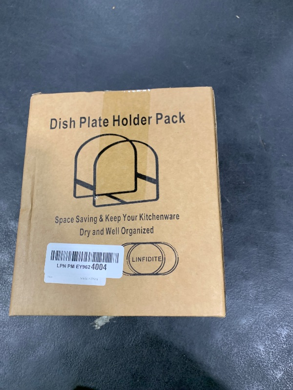Photo 1 of 4 Pack Kitchen Plate Holder Organizer for Cabinet Space Saver Dinner Dish Storage Rack Upright Dish Drying Racks Metal Plate Dish Racks Stand for Cupboard and Countertop 2 Large 2 Small White