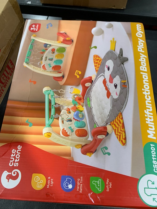 Photo 1 of CUTE STONE Baby Gym Play Mat & Learning Walker, Activity Mat with Play Piano, Musical Activity Center with Lights, Baby Push Walkers & Tummy Time Mat for Infant Newborn Toddlers