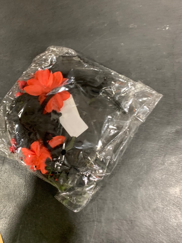 Photo 1 of 1 PCS Halloween Headbands Spider Hair Bands Day of the Dead Flower Crown Headbands Red and Black Flower Hair Hoop Halloween Cosplay Party Decorations for Girls Kids Women for Fall Accessories