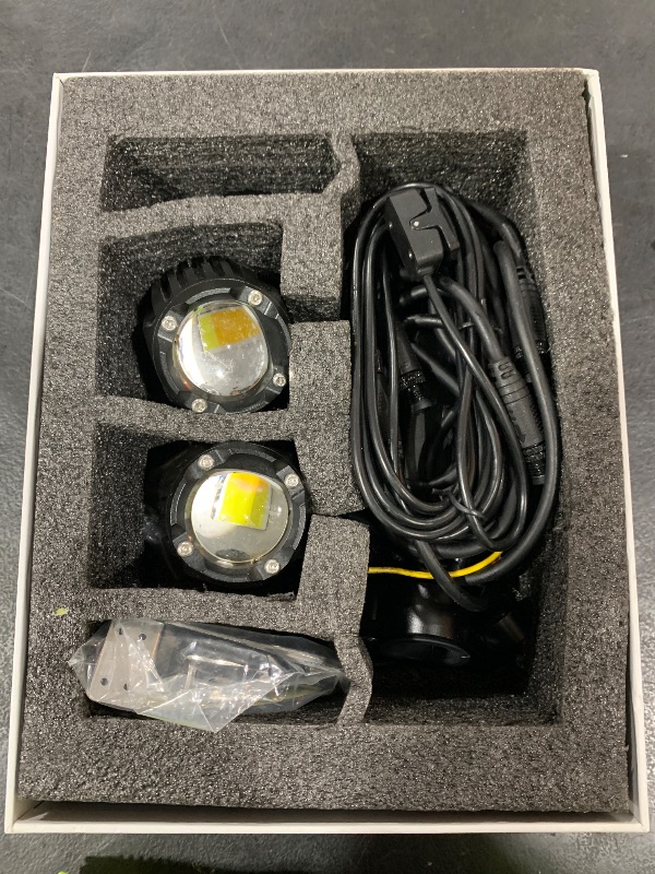 Photo 1 of Motorcycle Auxiliary LED Light Driving Spotlights White/Amber Fog Lights with Mount Brackets Wire Harness Waterproof Offroad Work Lights Compatible with Motorcycle J-eep Car Truck 60W Driving Lamps