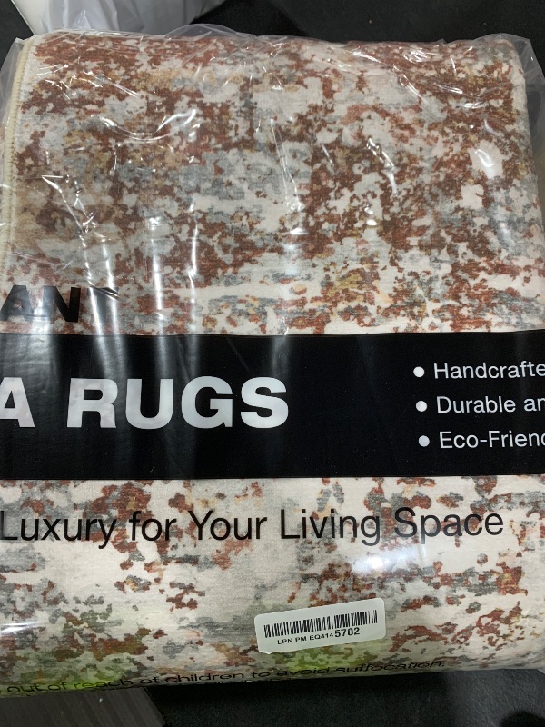 Photo 1 of Art&Tuft Washable Rug, Anti-Slip Backing Abstract Area Rugs, Stain Resistant Rugs for Living Room, Foldable Machine Washable Area Rug(6'x9', 01-Rust)