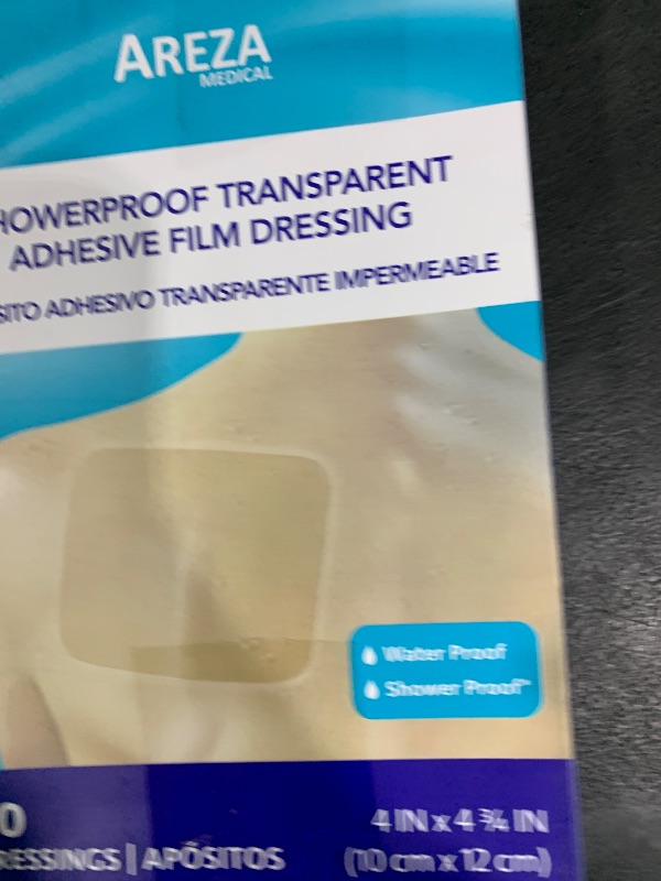 Photo 1 of Areza Medical Showerproof Transparent Adhesive Film Dressing 4 inch x 4 inch 3/4" 50 Per Box - 50 Count (Pack of 1)
