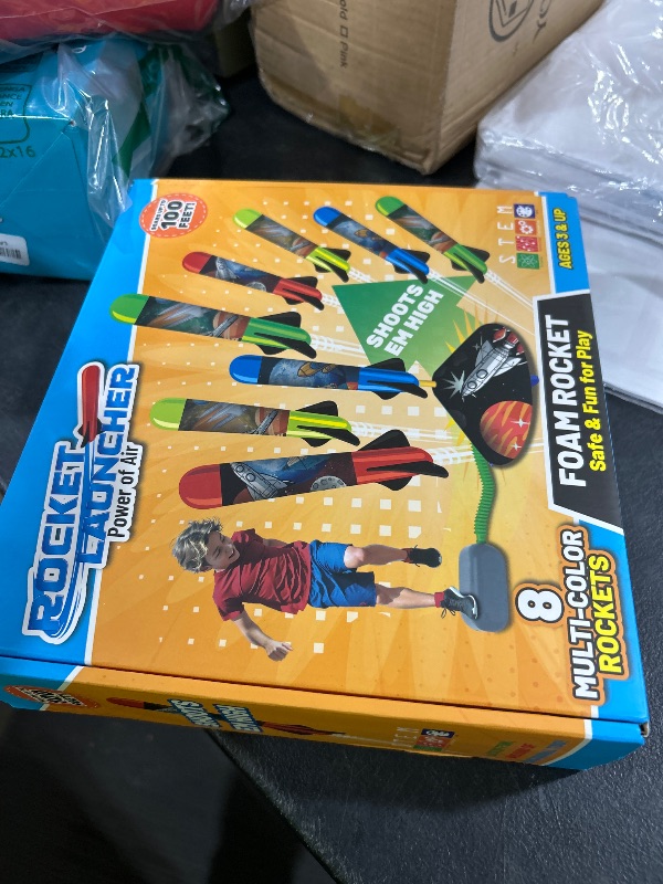 Photo 1 of Otoseth Toys Rocket Launcher for Kids - Launch up to 100 Ft, 8 Multi-Color Foam Rockets & Adjustable Launch Stand, Kids Outdoor Toys, Birthday Toys for Kids Boys Girls Age 3+ Years Old