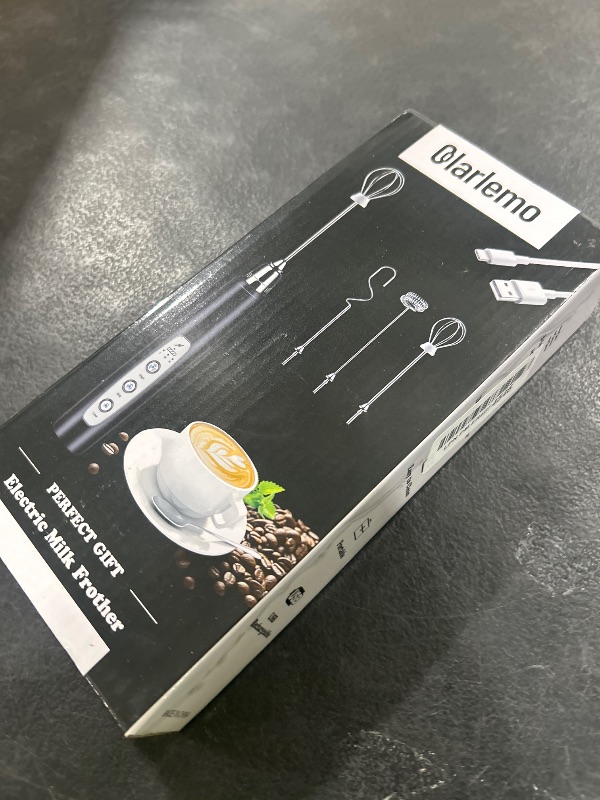 Photo 1 of Colarlemo Milk Frother Handheld Rechargeable, Frother Wand Drink Mixer Electric Whisk for Coffee, Detachable With 3 Stainless Whisks, Hand Mixer for Lattes, Cappuccino, Matcha, Egg, No Stand, Black