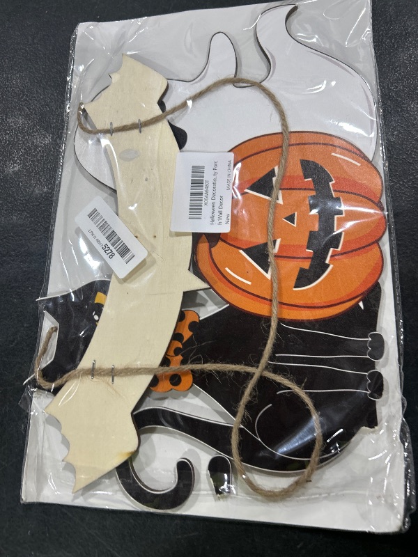 Photo 1 of Halloween Decoration Wooden Ghost Door Halloween Wreath for Front Door Sign Wall Signs Decor, Pumpkin Black Cat Wreaths Sign Hanging for Home Wall Decor Outdoor Indoor Farmhouse Party Supply