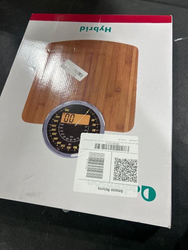 Photo 1 of Adamson  2-in-1 Analog & Digital Weighing Scale for Body Weight up to 400lbs - Thick Tempered Glass - Extra Large Display - Easy to Read Digital Bathroom Scale - New - Wood