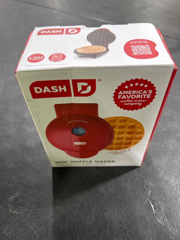 Photo 1 of DASH Mini Waffle Maker - 4” Waffle Mold, Nonstick Waffle Iron with Quick Heat-Up, Nonstick Surface - Perfect Mini Waffle Maker for Kids and Families, Just Add Batter (Red)