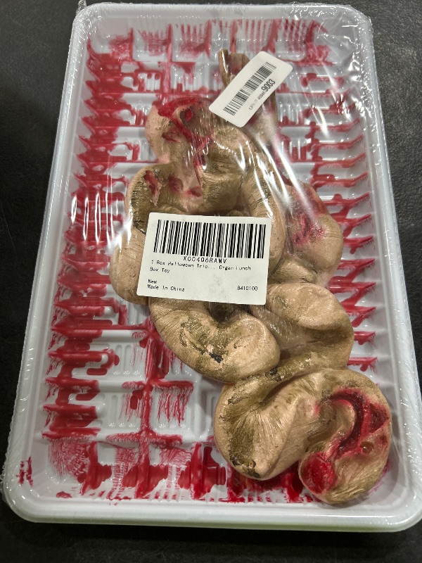 Photo 1 of FAVOMOTO Halloween Organ Intestines Prop, Horror Small Intestine Body Organ Lunch Box Halloween Horror Props Haunted House Decor for Scary Pranks Decorations