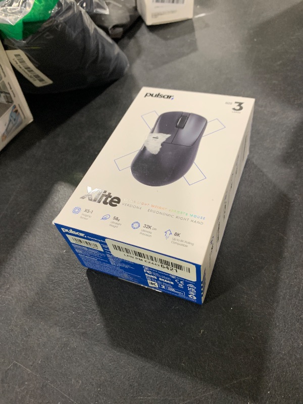 Photo 1 of Pulsar Gaming Gears Xlite v4 Wireless Gaming Mouse, Ultra Lightweight 2.04 oz (58g), Ergonomic, Optical Switch, 32000 DPI, 750 IPS, XS-1 Sensor, 8k Compatible (Large, Black)