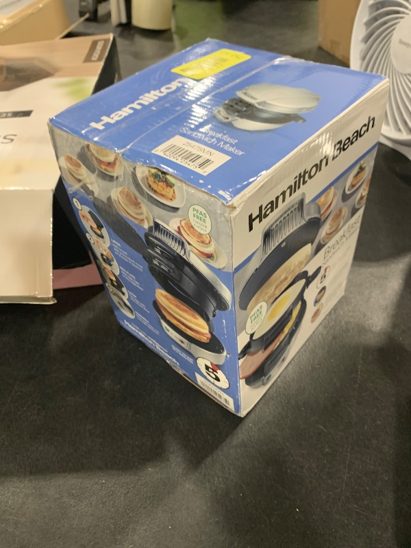 Photo 1 of Hamilton Beach Breakfast Sandwich Maker with Egg Cooker Ring, Customize Ingredients, Perfect for English Muffins, Croissants, Mini Waffles, Perfect White Elephant Gifts, Silver (25475)
