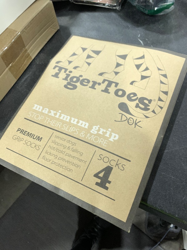 Photo 1 of DOK TigerToes Premium Non-Slip Dog Socks for Hardwood Floors - Extra-Thick Grip That Works Even When Twisted - Prevents Licking, Slipping, and Great for Dog Paw Protection (XXL, Cool Caramel)